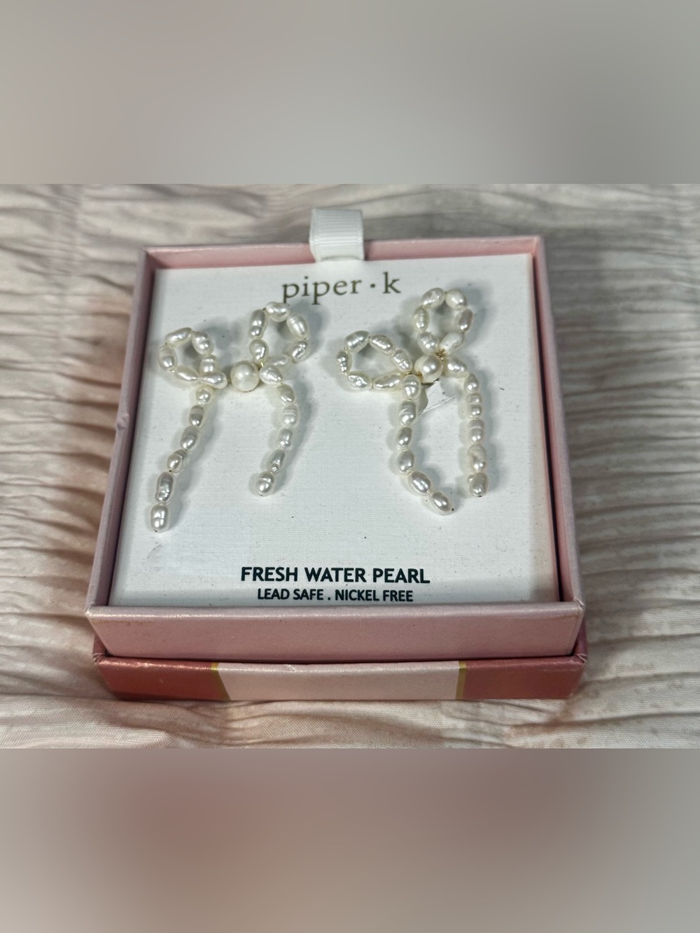 piper·k Freshwater Pearl Bow Drop Earrings in White